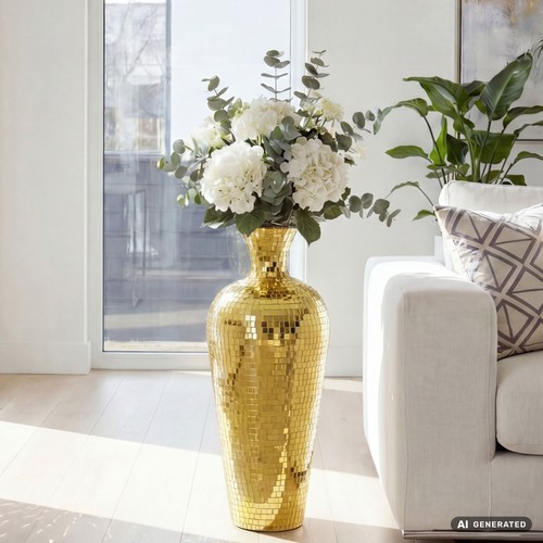 Vase 70cm aluminium gold - vase,