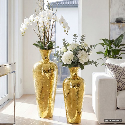 Vase aluminium gold blumenvase - gold,